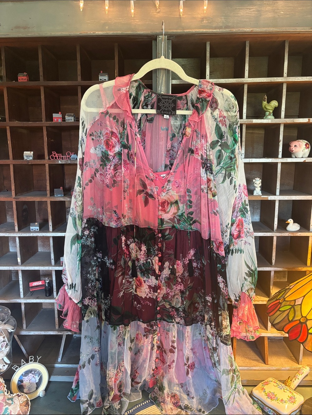 Johnny Was / Jade Pink Multi Floral Ruffled dress